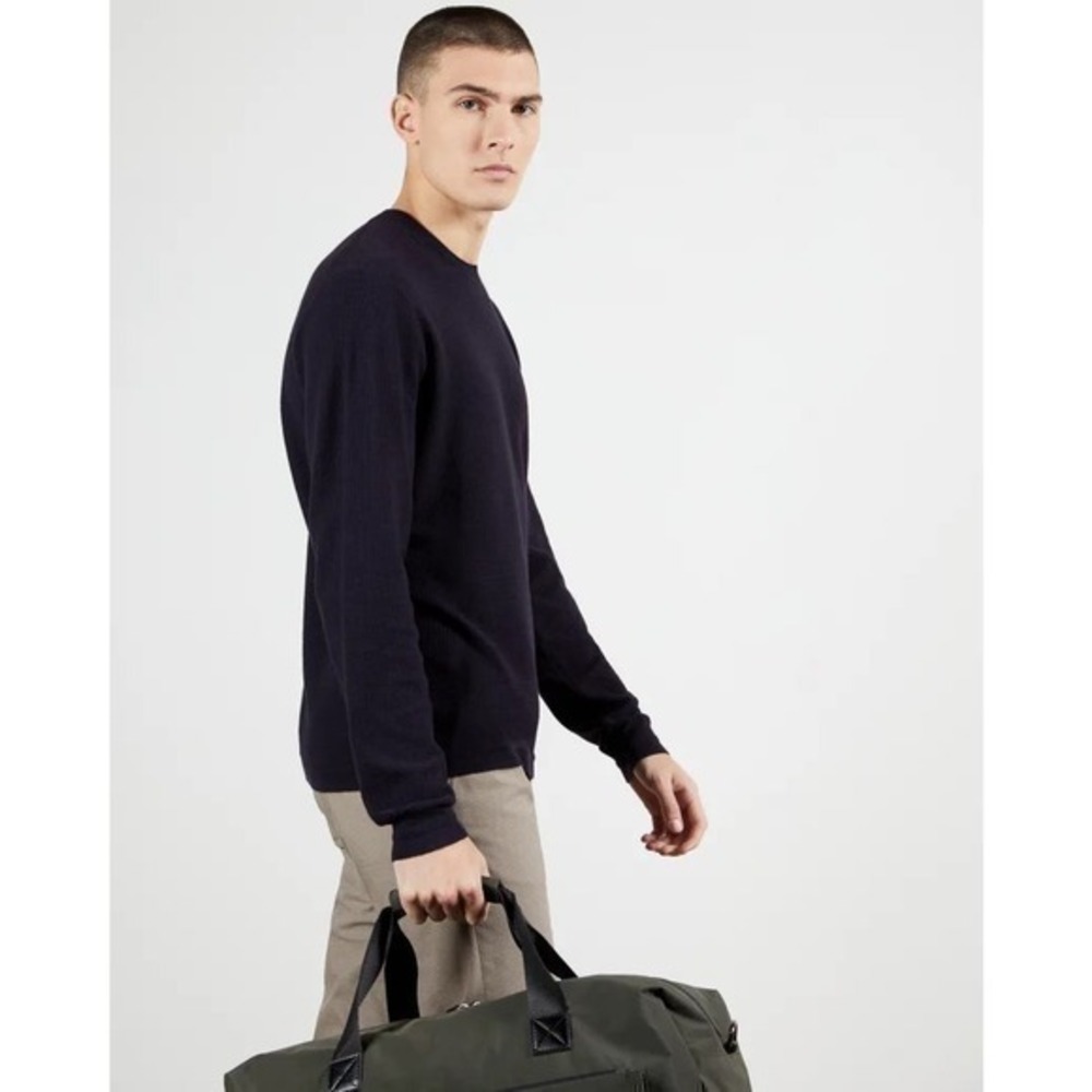 Ted Baker London Men's Staylay Navy Blue Textured Crewneck Pullover Sweater NWOT